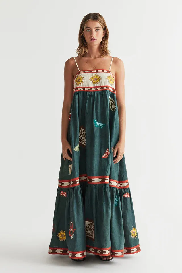 Antipodean Quincy Sun Dress - Peacock
