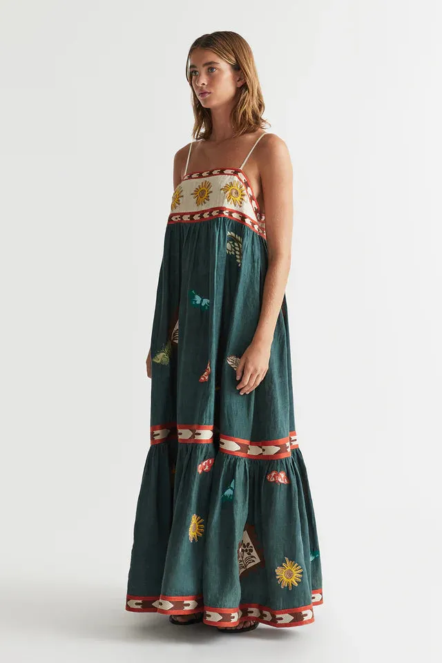 Antipodean Quincy Sun Dress - Peacock
