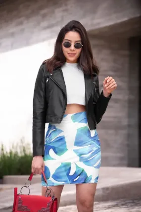 MONSTERA EXOTICA - AZURE Pencil Skirt